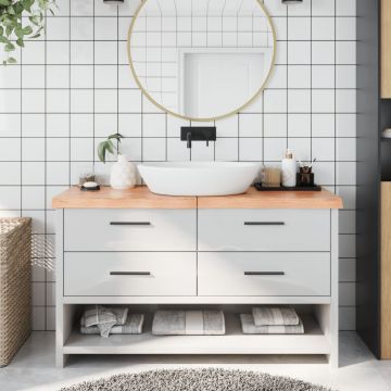 Gossi blat de baie, maro deschis, 140x50x(2-6) cm, lemn masiv tratat