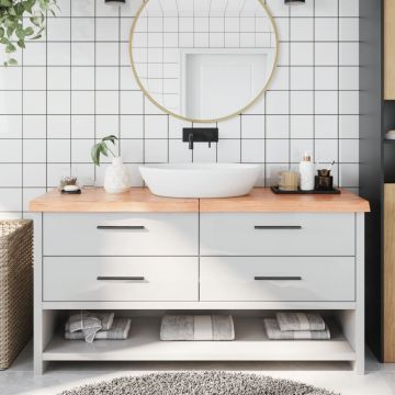 Gossi blat de baie, maro deschis, 160x60x6 cm, lemn masiv tratat