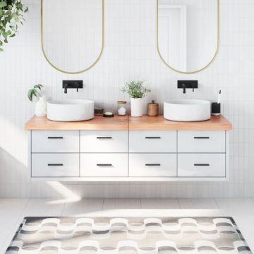 Gossi blat de baie, maro deschis, 180x50x(2-6) cm, lemn masiv tratat