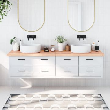Gossi blat de baie, maro deschis, 200x60x(2-4) cm, lemn masiv tratat