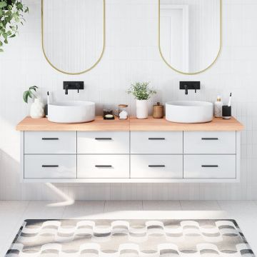 Gossi blat de baie, maro deschis, 200x60x(2-6) cm, lemn masiv tratat