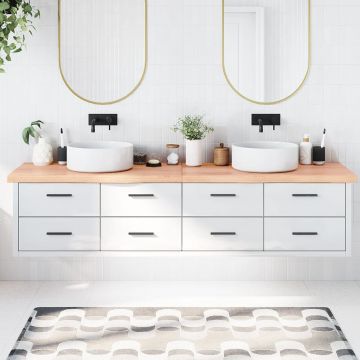 Gossi blat de baie, maro deschis, 220x50x(2-6) cm, lemn masiv tratat