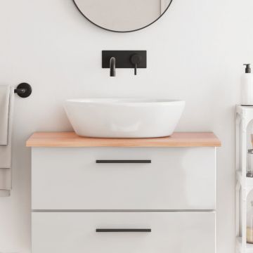 Gossi blat de baie, maro deschis, 80x50x2 cm, lemn masiv tratat