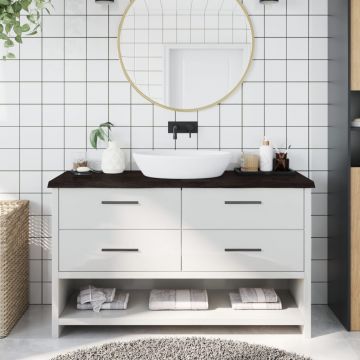 Gossi blat de baie, maro inchis, 140x50x(2-4) cm, lemn masiv tratat