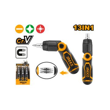 INGCO Set șurubelnițe cu clichet 13 piese CrV