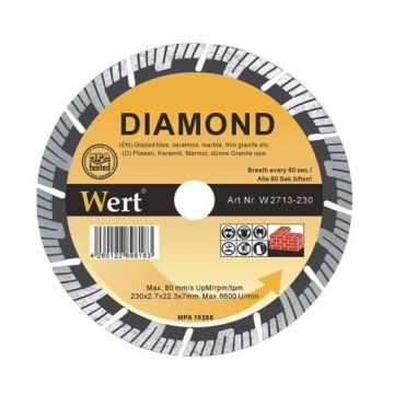 Disc diamantat segmentat turbo Wert 2713-230, O230x22.2 mm