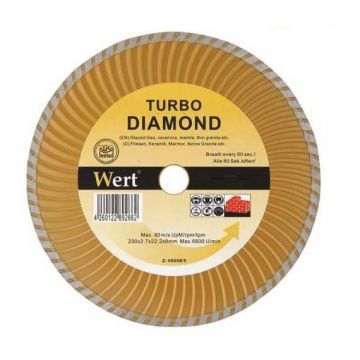 Disc diamantat turbo, taiere beton, ceramica, caramida Wert 2712-180, O180x22.2 mm