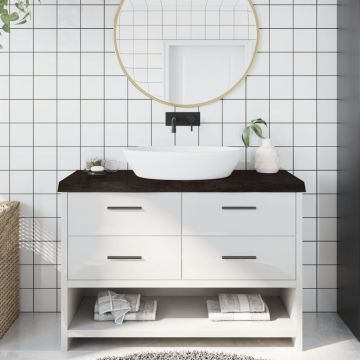Gossi blat de baie, maro inchis, 120x40x(2-6) cm, lemn masiv tratat