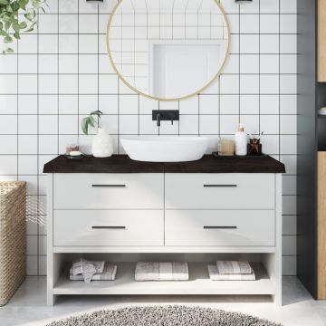 Gossi blat de baie, maro inchis, 140x50x(2-6) cm, lemn masiv tratat