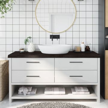 Gossi blat de baie, maro inchis, 160x60x(2-6) cm, lemn masiv tratat