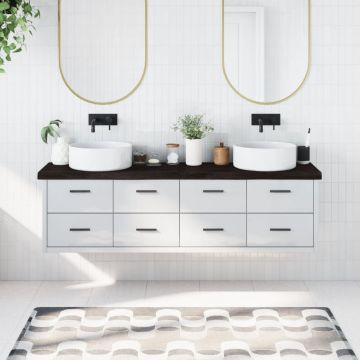Gossi blat de baie, maro inchis, 180x40x(2-6) cm, lemn masiv tratat