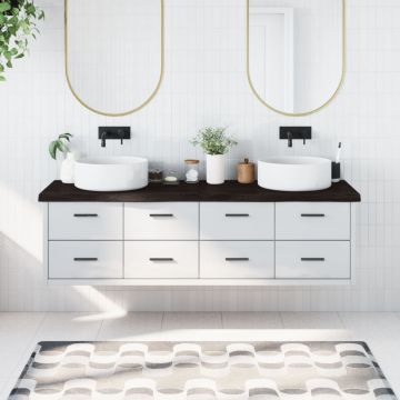 Gossi blat de baie, maro inchis, 180x50x(2-6) cm, lemn masiv tratat