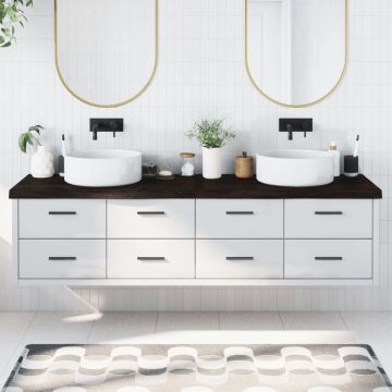 Gossi blat de baie, maro inchis, 200x50x(2-6) cm, lemn masiv tratat