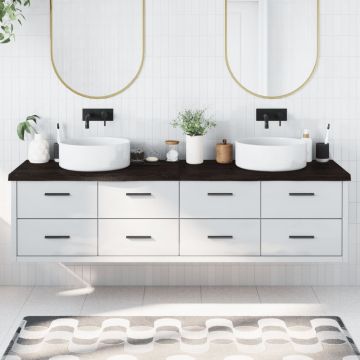 Gossi blat de baie, maro inchis, 200x60x(2-4) cm, lemn masiv tratat