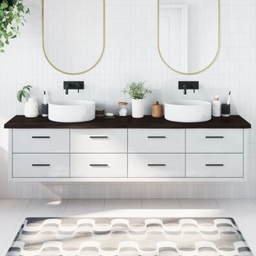 Gossi blat de baie, maro inchis, 220x60x(2-4) cm, lemn masiv tratat