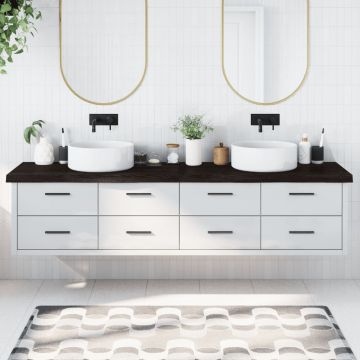 Gossi blat de baie, maro inchis, 220x60x(2-6) cm, lemn masiv tratat