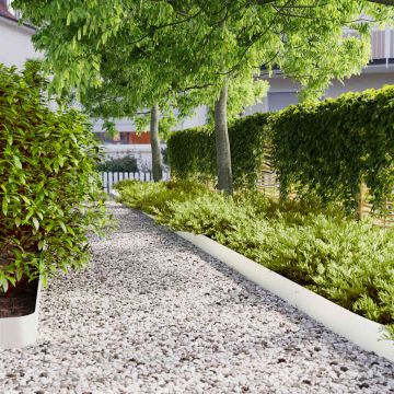 Gossi borduri de gazon 10 buc alb 15x103 cm otel laminat la rece