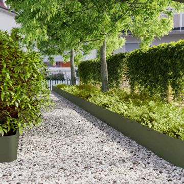 Gossi borduri de gazon 20 buc verde masline otel laminat la rece