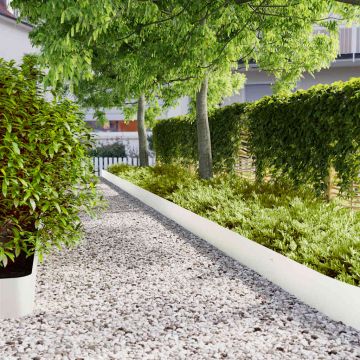Gossi borduri de gazon 30 buc alb 20x103 cm otel laminat la rece