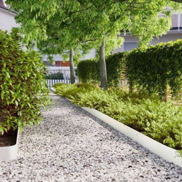 Gossi borduri de gazon 50 buc alb 15x103 cm otel laminat la rece