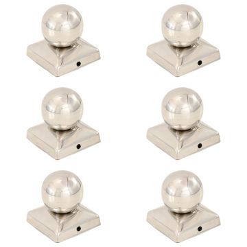Gossi capace stalpi tip glob, 6 buc., 71 x 71 mm, otel inoxidabil
