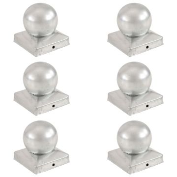 Gossi capace stalpi tip glob, 6 buc., 91 x 91 mm, metal galvanizat