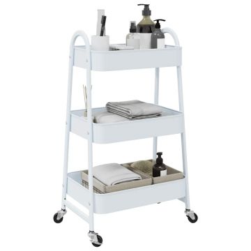 Gossi carucior de depozitare 3 niveluri alb42x41,5x77 cm otel