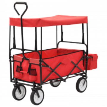 Gossi carucior manual pliabil cu copertina, rosu, otel