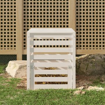 Gossi compostor, alb, 63,5x63,5x77,5 cm, lemn masiv de pin