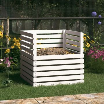 Gossi compostor, alb, 80x80x78 cm, lemn masiv de pin