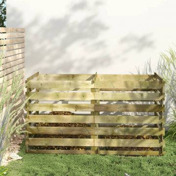 Gossi compostor cu stinghii, 180x90x90 cm, lemn de pin tratat