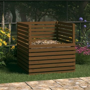 Gossi compostor, maro miere, 100x100x102 cm, lemn masiv de pin