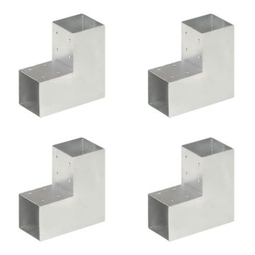 Gossi conectori de grinda, forma l, 4 buc, 91x91 mm, metal galvanizat