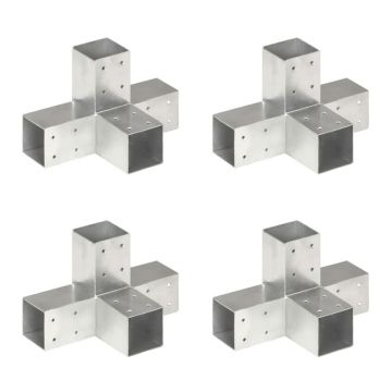 Gossi conectori de grinda, forma x, 4 buc, 71x71 mm, metal galvanizat