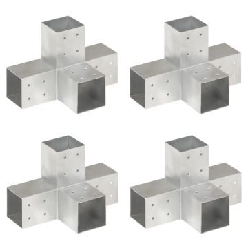 Gossi conectori de grinda, forma x, 4 buc, 81x81 mm, metal galvanizat