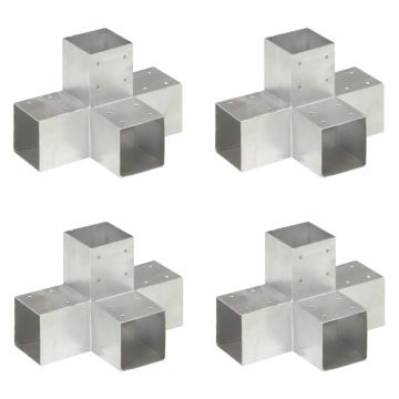 Gossi conectori de grinda, forma x, 4 buc, 91x91 mm, metal galvanizat