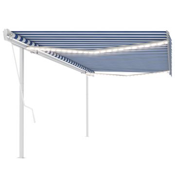Gossi copertina automata cu led&senzor vant, albastru/alb, 5x3,5 m