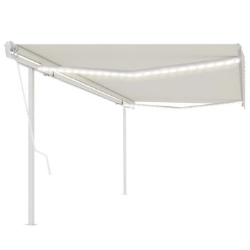 Gossi copertina automata cu led&senzor vant, crem, 5x3,5 m