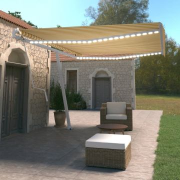 Gossi copertina automata cu led & senzor vant, galben&alb, 500x350 cm