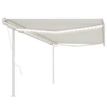 Gossi copertina automata cu senzor vant & led, crem, 5x3 m