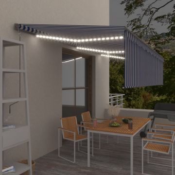 Gossi copertina automata cu stor&led&senzor vant, albastru/alb, 6x3 m