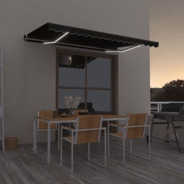 Gossi copertina manuala retractabila, cu led, antracit, 450x350 cm