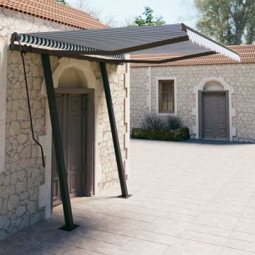 Gossi copertina retractabila automat cu stalpi albastru&alb 3,5x2,5 m