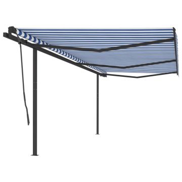 Gossi copertina retractabila automat cu stalpi, albastru&alb, 6x3,5 m