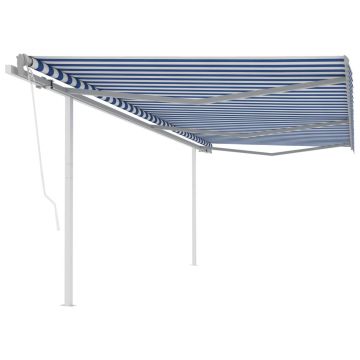 Gossi copertina retractabila automat, cu stalpi, albastru&alb, 6x3 m