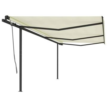 Gossi copertina retractabila automat, cu stalpi, crem, 6x3 m