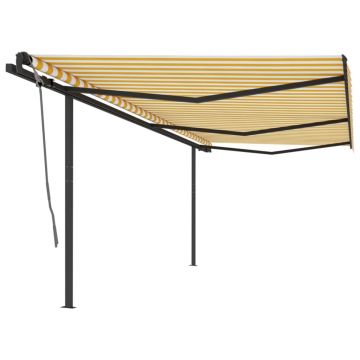 Gossi copertina retractabila automat, cu stalpi, galben & alb, 6x3 m