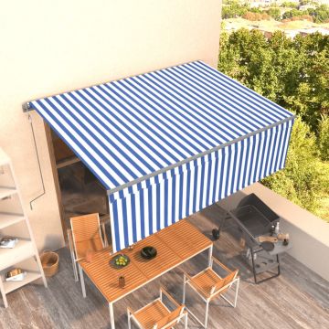 Gossi copertina retractabila automat cu stor, albastru&alb, 4,5x3 m