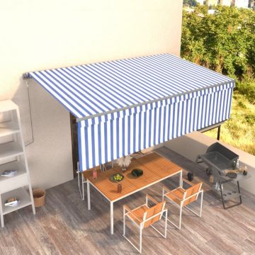 Gossi copertina retractabila automat cu stor, albastru&alb, 5x3 m