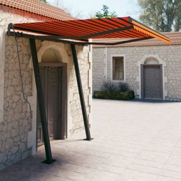 Gossi copertina retractabila automat stalpi portocaliu&maro 3,5x2,5 m